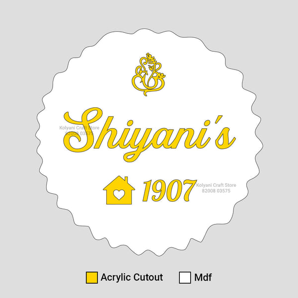 Custom Acrylic Cutout for Round Name Plate With MDF - A