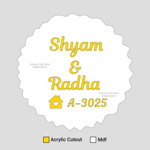 Custom Acrylic Cutout for Round Name Plate With MDF - B