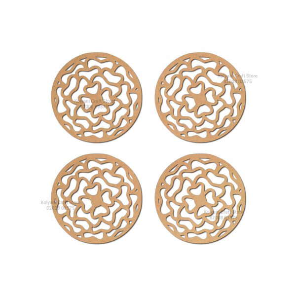 Designer Round Coaster MDF Cutout Set of 4 - A