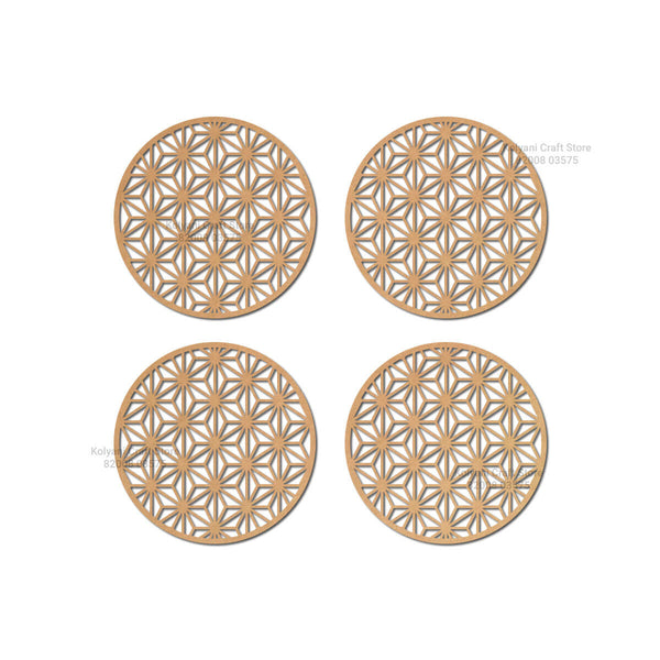 Designer Round Coaster MDF Cutout Set of 4 - B