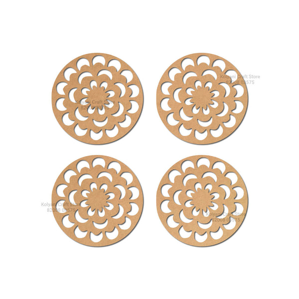 Designer Round Coaster MDF Cutout Set of 4 - C