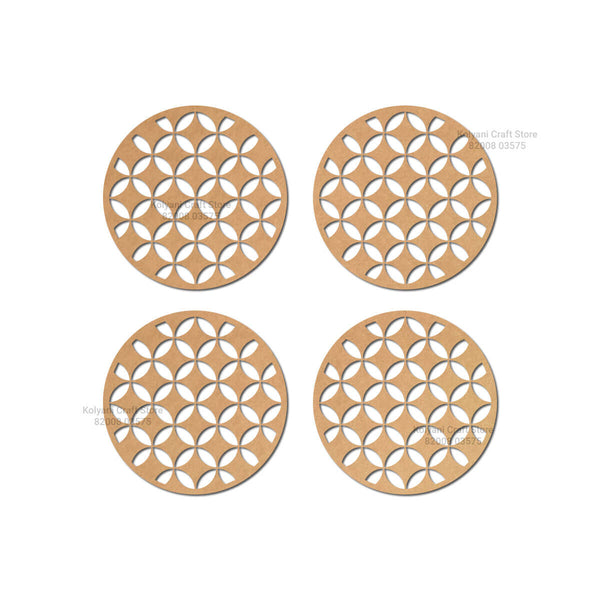 Designer Round Coaster MDF Cutout Set of 4 - D