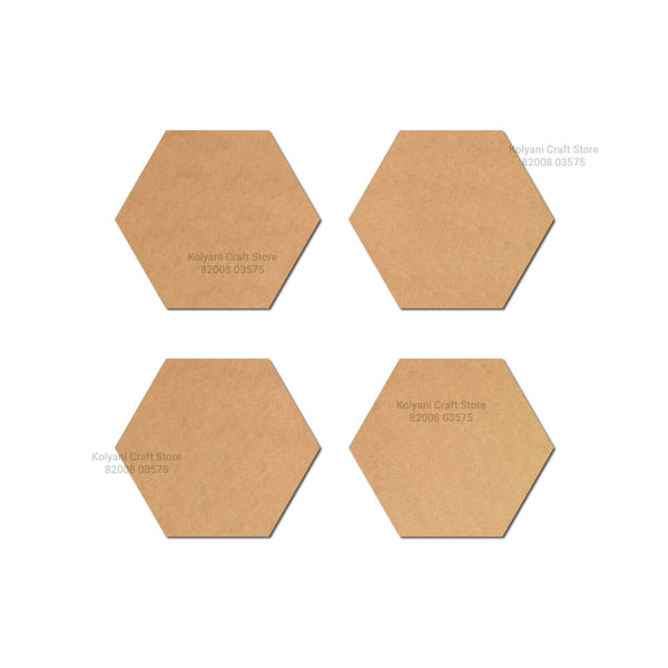 Hexagon Coaster MDF Cutout  Set of 4