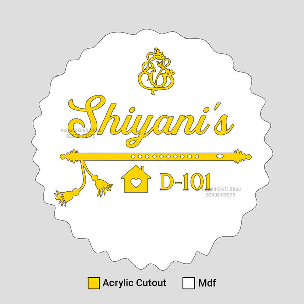 Custom Acrylic Cutout With Flute for Round Name Plate With MDF - B