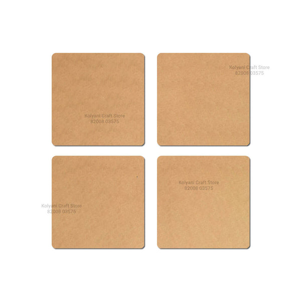 Round Curve Square Coaster MDF Cutout  Set of 4