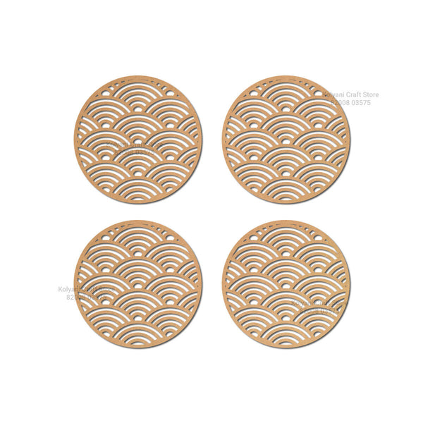 Rainbow Designer Round Coaster MDF Cutout Set of 4