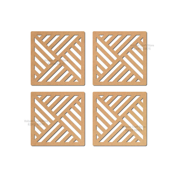 Square Designer Coaster MDF Cutout  Set of 4